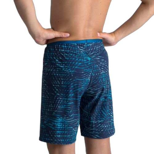 Nabaiji maillot de bain short natation garçon 100 long all palm bleu