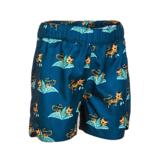 Nabaiji short de bain bébé / enfant bleu foncé imprimé tigres