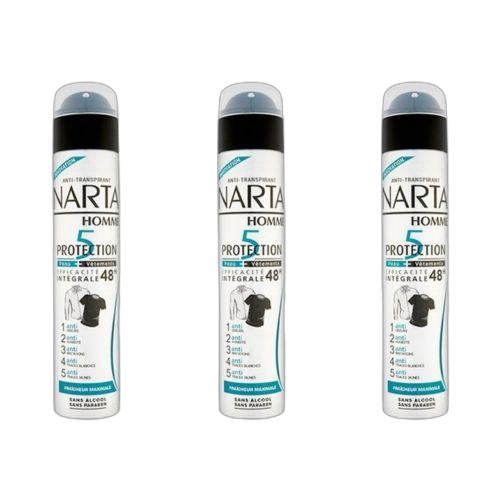 Narta lot de 3 narta déodorant homme protection 5 200 ml