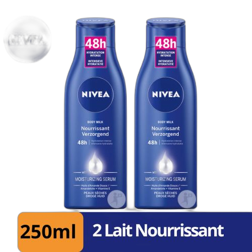 Nivea lot de 2 lait crème nourrissant 48h 250ml