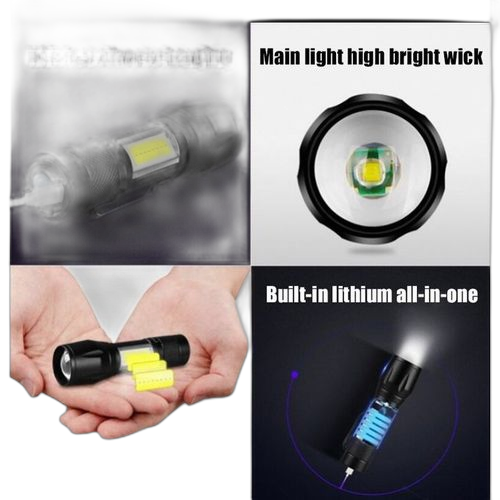 Noir torche à main rechargeable. Diaytar : Votre destination shopping préférée au Sénégal