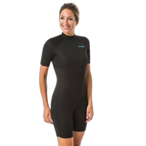 Olaian shorty surf femme néoprène avec mousse de 1,5mm back zip noir by decathlon