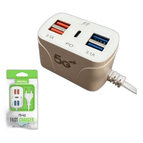 Oraimo adaptateur 5 in 1 de charge super 4 port usb & type c pd blanc
