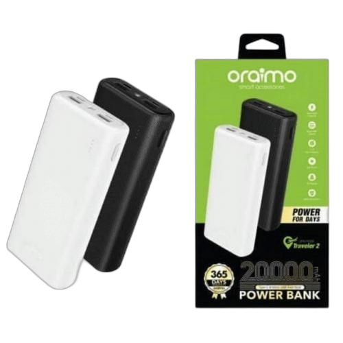 Oraimo power bank original20 000 ma charge téléphone avec 4 cables