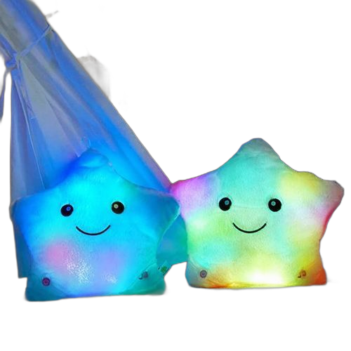 Oreiller en peluche en forme d'étoile scintillante mauve led veilleuse – Image 2