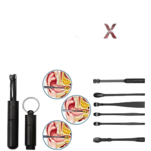 Outil de nettoyage d'oreille en acier inoxydable, 7 pièces