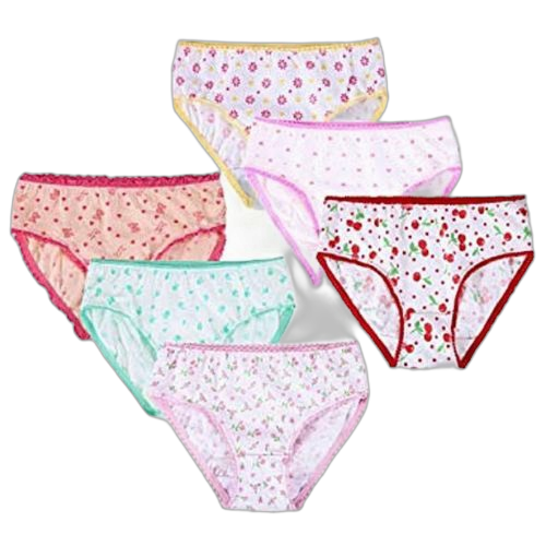 Pack 6 slips coton multicolores fille 9 à 10 ans