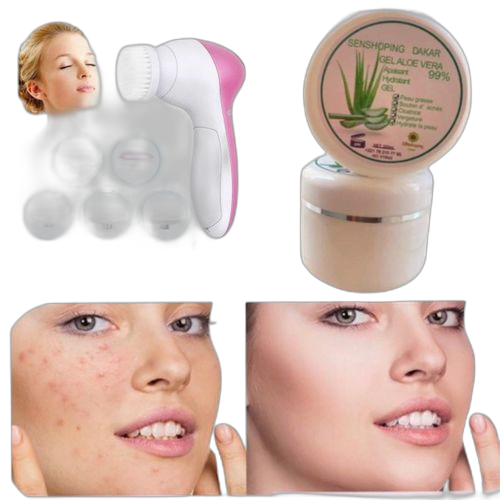 Pack brosse visage 5in1+ pot aloès vera miracle 200ml
