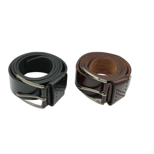 Pack de 2 ceintures simili cuir noir et marron
