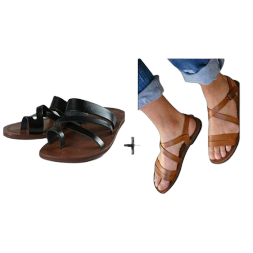 Pack de 2 sandales cuir homme noir / marron(fabrication locale)