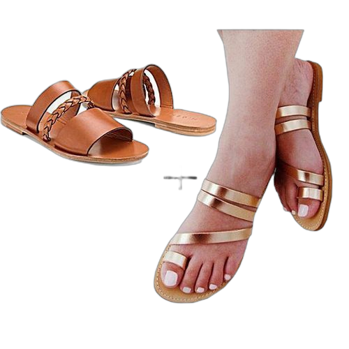 Pack de 2 sandales simili cuir femme blanc / doré(fabrication locale)