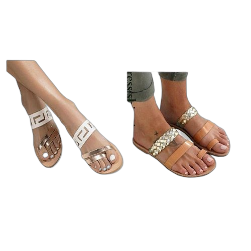 Pack de 2sandales femme découpé blanc/ rose/doré(fabrication locale)