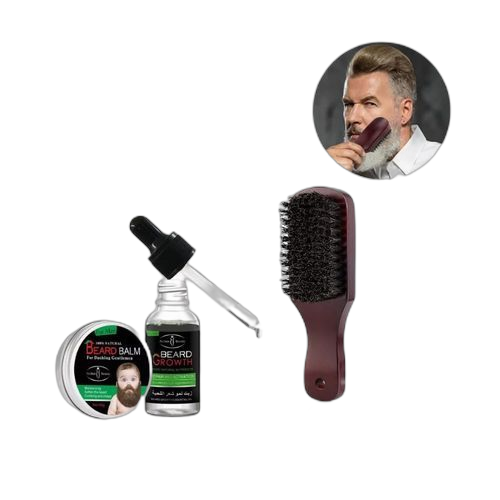Pack de 3( aïchun crème huile pousse barbe rapide + mini brosse)