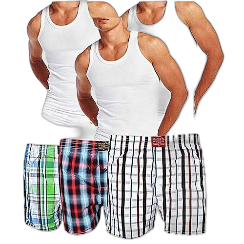 Pack de 3 sous vêtements + 3 caleçons homme multicolore. Diaytar : Votre allié pouvoir d'achat au quotidien