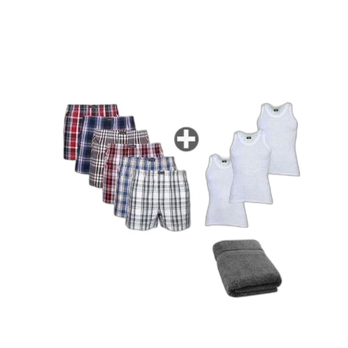 Pack de 6 calecon boxer+ 3 debadeurs + une serviette