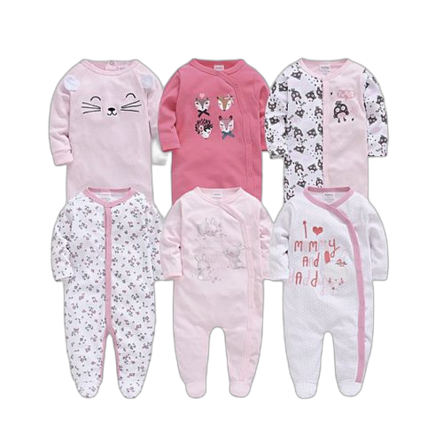 Pack de 6 grenouillère bébé fille