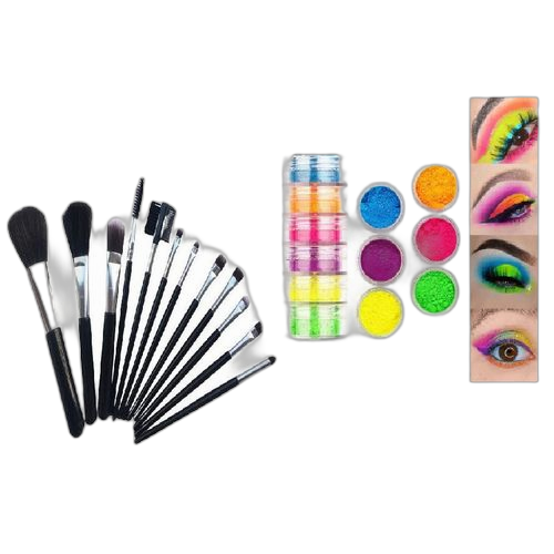 Pack fard à paupières pigments 6 couleurs+12 pinceaux blanc
