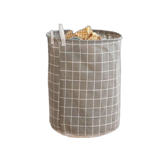 Panier à linge sale en coton et lin, pliable, rond et étanche – Image 7