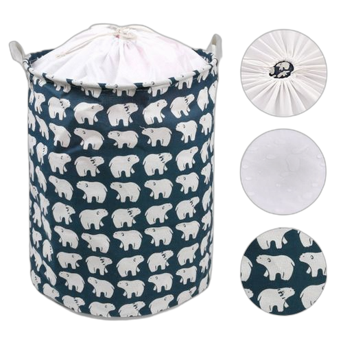 Panier à linge sale en coton et lin, pliable, rond et étanche – Image 19