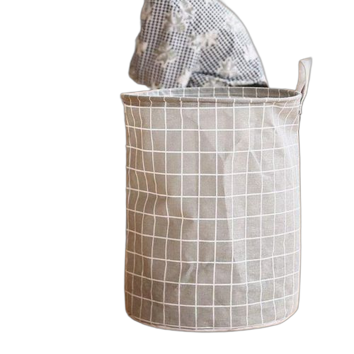 Panier à linge sale en coton et lin, pliable, rond et étanche – Image 17