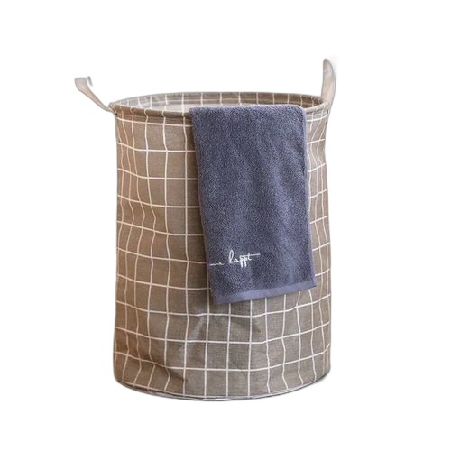 Panier à linge sale en coton et lin, pliable, rond et étanche – Image 14