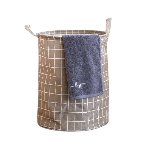 Panier à linge sale en coton et lin, pliable, rond et étanche – Image 2