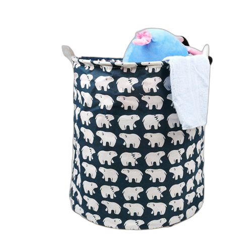 Panier à linge sale en coton et lin, pliable, rond et étanche – Image 3