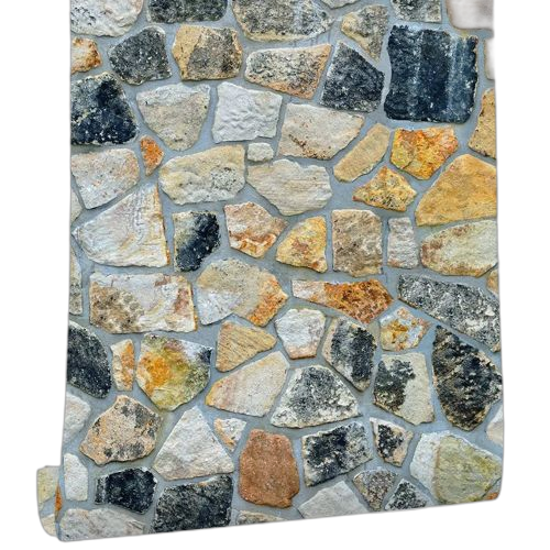 Papier peint auto adhésif imperméable et résistant à l'humidité à motif de roche colorée 45cm*6m