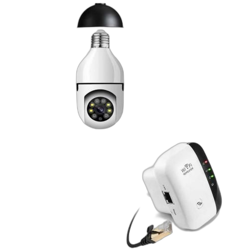 Paquet caméra yilot de sécurité ptz sans fil 1080p avec connecteur e27+repeteur
