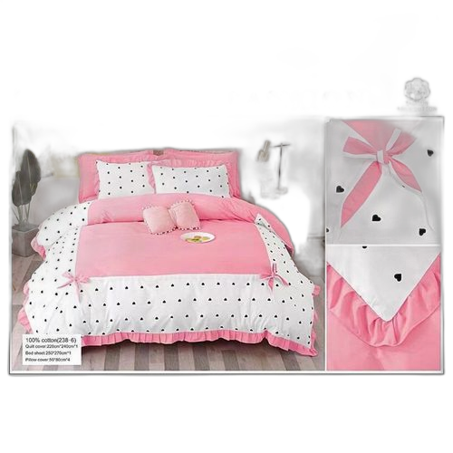 Parrure de lit 6 pièces : 2 draps doubles lits + 4 taies d'oreillers 50*80cm bleu nuit blanc. Diaytar : Le discount nouvelle génération au Sénégal