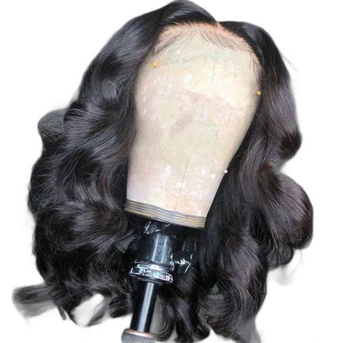 Perruque de femme noire avec raie centrale et cheveux bouclés