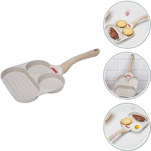 Poêles aluminiumà 3 compartiements omelette ou crêpe antiadhésive a frire steack 24cm