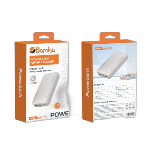 Power bank 20000mah blanc avec 1 entrée micro/type c et 2 sorties