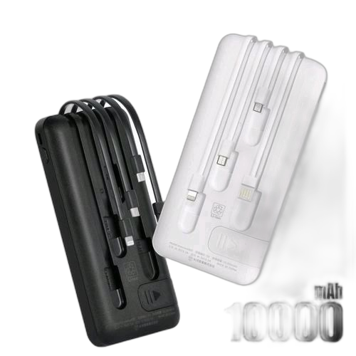 Power bank portable 4 câbles intégrés 10000mah