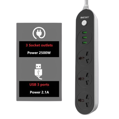 Power multiprise one sam power socket os t56noir 3 prises 4 socket