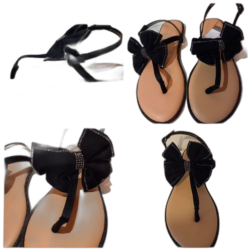 Primark nu pieds avec noeud brillantnoir venant londres