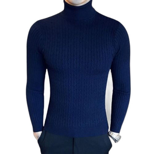 Pull à col roulé unisexe en cotonpolyester bleu de nuit