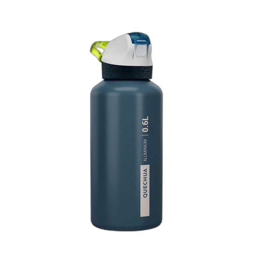 Quechua gourde randonnée 900 bouchon instantané avec pipette 0,6 litre aluminium bleu