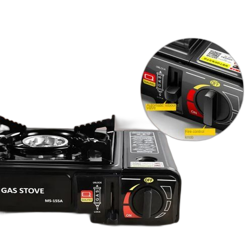 Réchaud à gaz de camping portable à brûleur unique, en acier inoxydable