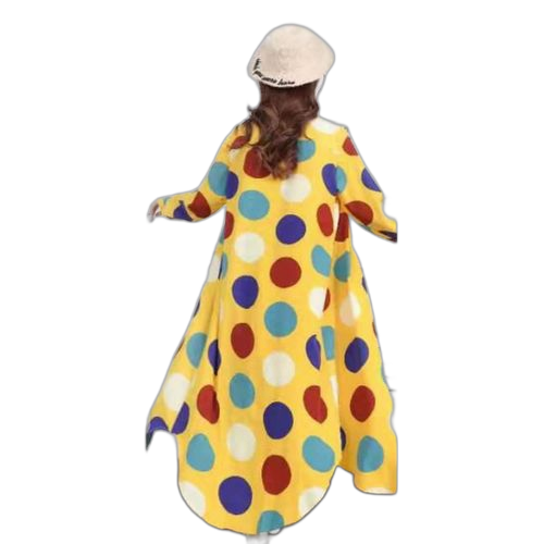 Robe chemise coton jaune imprimé