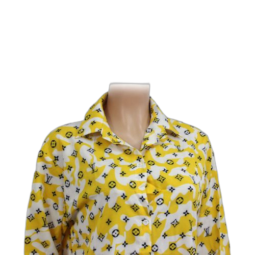 Robe chemise imprimé jaune