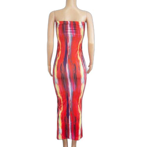 Robe moulante en tricot imprimé pour femme rouge