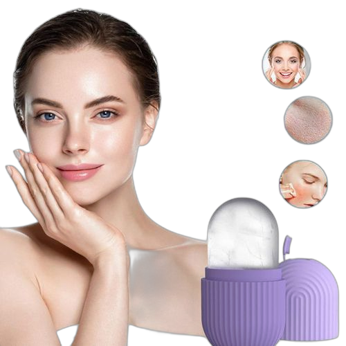 Rouleau de glace pour massage du visage réutilisable rose