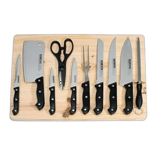 Set de 10 couteaux + planche à découper 11pcs