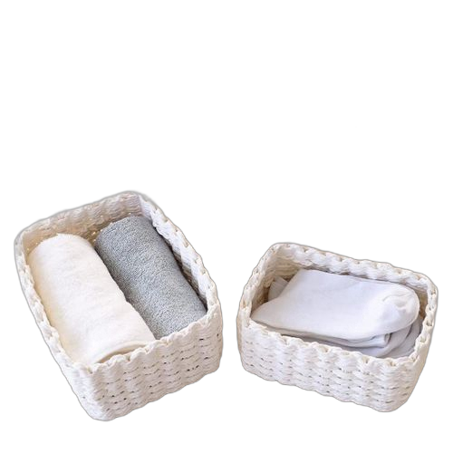 Set de 3 paniers de rangement et deco gris