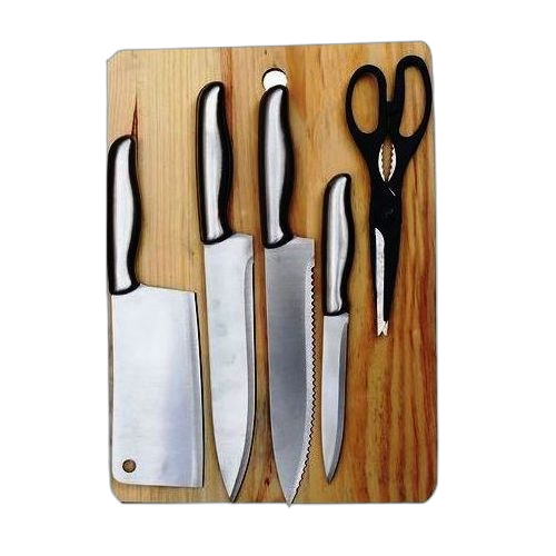 Set de 6 pièces couteaux inoxydable + planche à découper