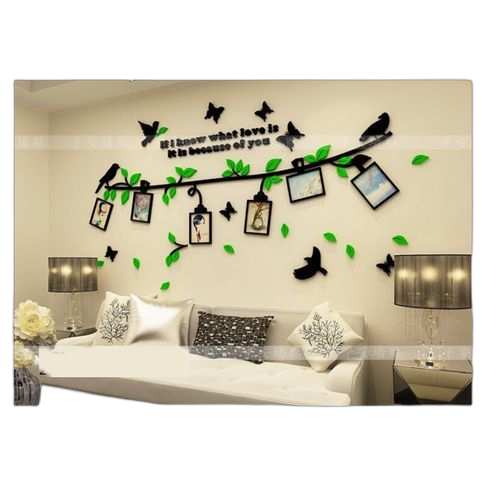 Sticker 3d couleur noire vert avec cadres photos130 × 250 cm – Image 4