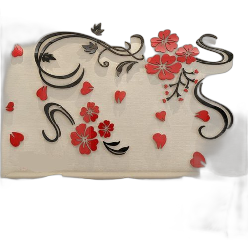 Sticker 3d fleur noire rouge large150 cm x h 90 cm – Image 2