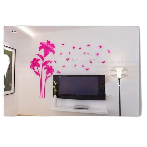 Sticker 3d fleur rose250 × 150 cm