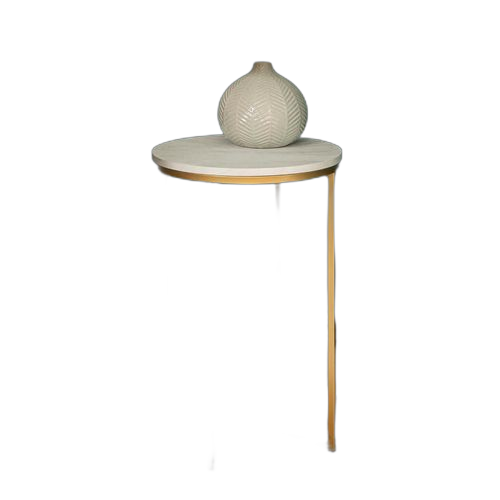 Table d'appoint carrée moderne mdf marbre blanc, or